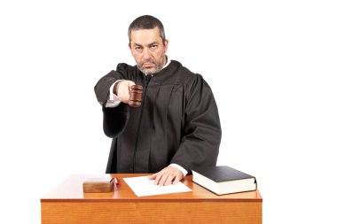 Judge reading a sentence clipart