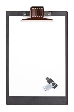 Usb flash drive memory and blank clipboard clipart