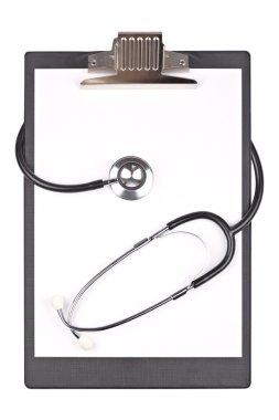 Medical clipboard with stethoscope