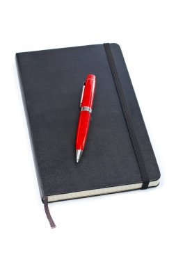 Black notebook and pen clipart