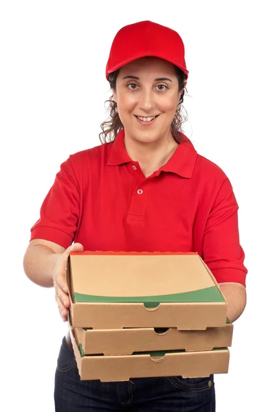 Pizza dodávka žena — Stock fotografie