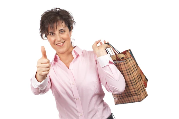 Nő gazdaság bevásárló táskák — Stock Fotó