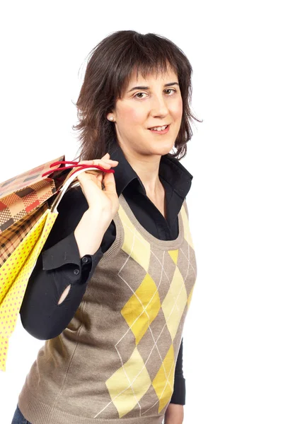 Žena držící nákupní tašky — Stock fotografie