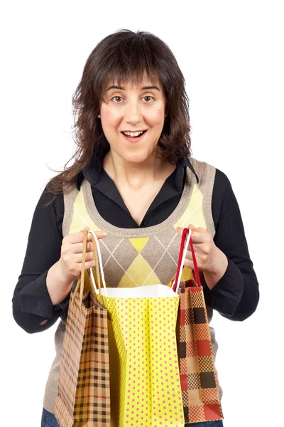Mujer sosteniendo bolsas de compras — Foto de Stock