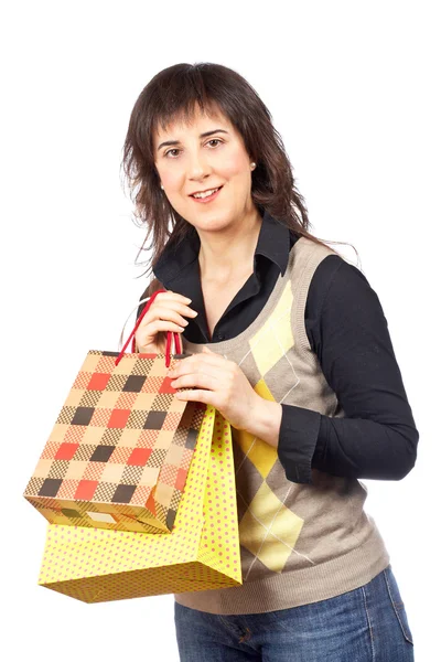 Mujer sosteniendo bolsas de compras — Foto de Stock