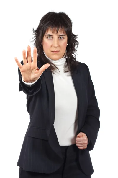 Mujer de negocios diciendo basta — Foto de Stock