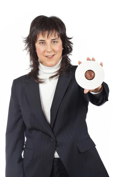 Holding a dvd disc — Stock Photo, Image