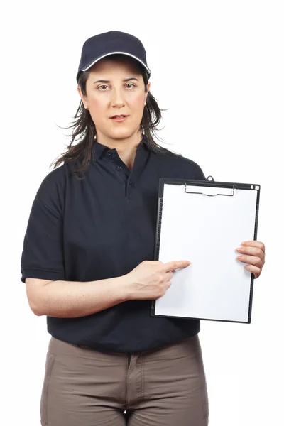 Serious courier woman — Stock Photo, Image
