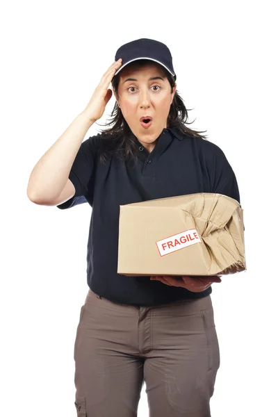Delivering a damaged package — Stock Photo, Image