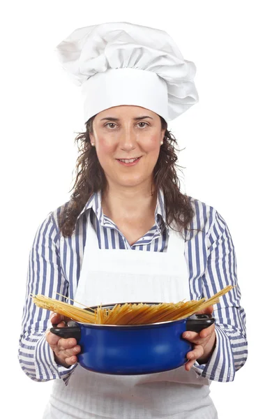 有吸引力的厨师的女人 — 图库照片