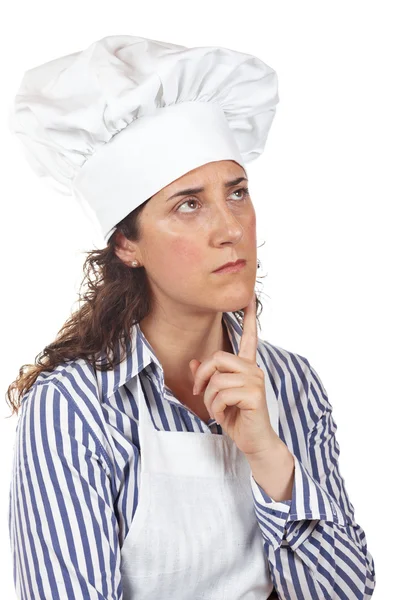 Cozinheiro mulher pensando — Fotografia de Stock