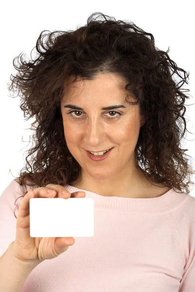 Femme d'affaires avec carte de crédit — Photo