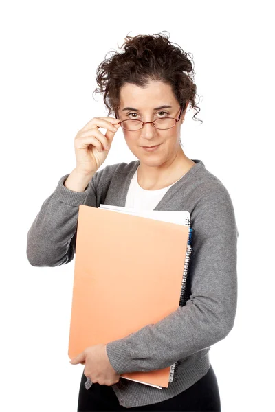 Biznes kobieta trzyma folderów — Zdjęcie stockowe