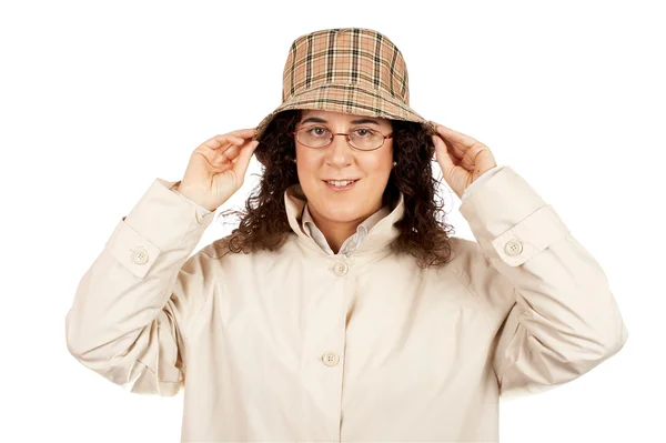 Woman holding hat — Stock Photo, Image