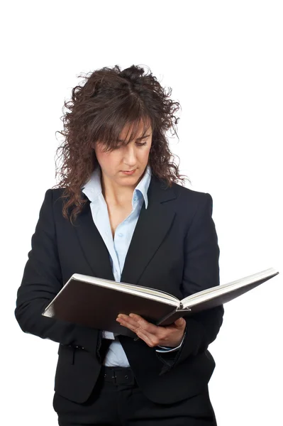 Mulher de negócios com livro — Fotografia de Stock