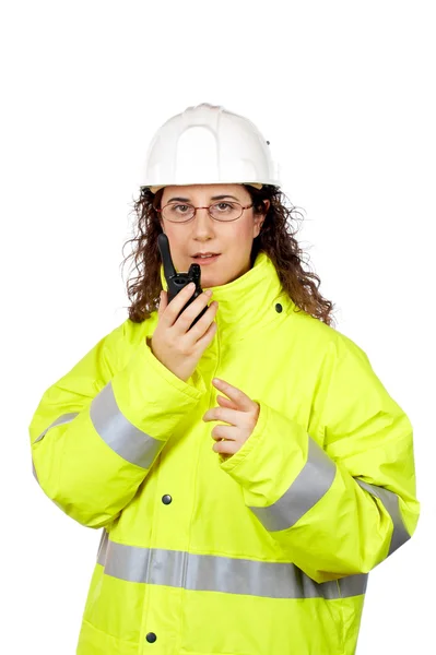 Parlare con un walkie talkie — Foto Stock