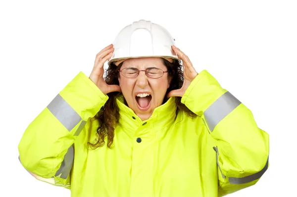 Boos vrouwelijke bouwvakker — Stockfoto