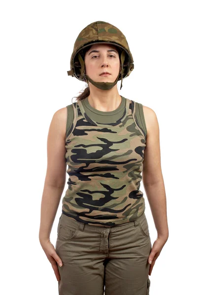 Linda menina soldado — Fotografia de Stock