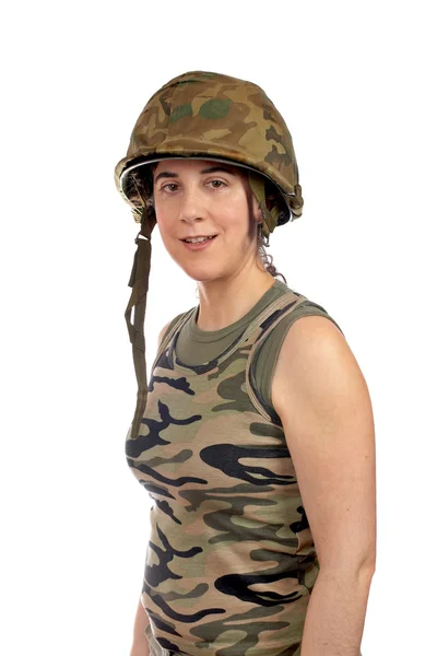 Bonito soldado menina retrato — Fotografia de Stock