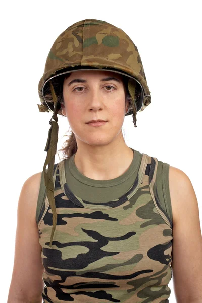 Bonito soldado menina retrato — Fotografia de Stock