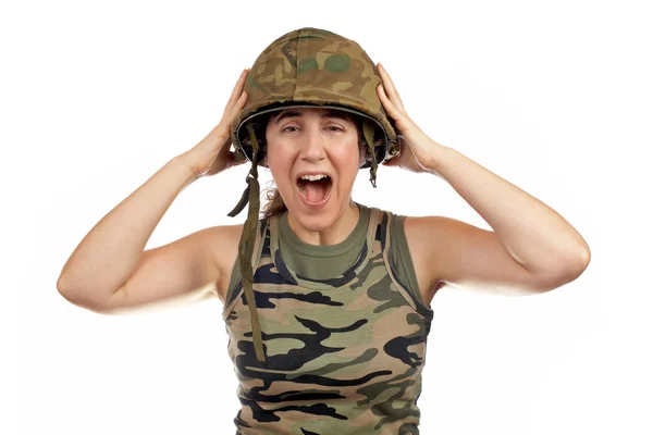 Εξόργισε κορίτσι στρατιώτης — Φωτογραφία Αρχείου