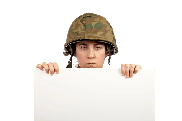 Dziewczyna żołnierza poważne — Zdjęcie stockowe