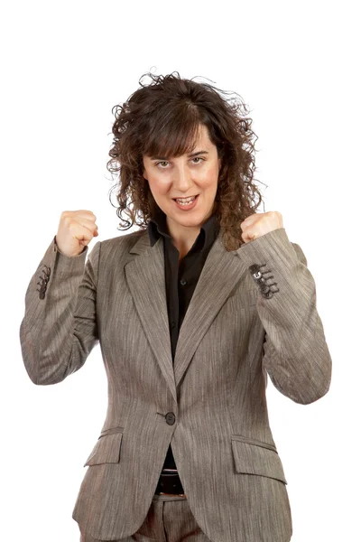 Excited businesswoman gesture — Stock Photo, Image
