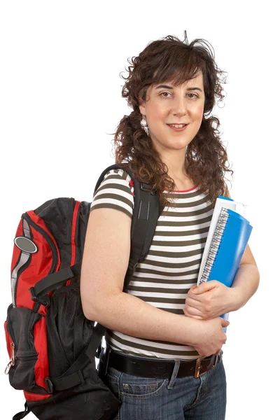 Jovem estudante mulher com mochila — Fotografia de Stock