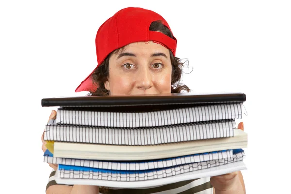 Busy student woman — Stock Photo, Image