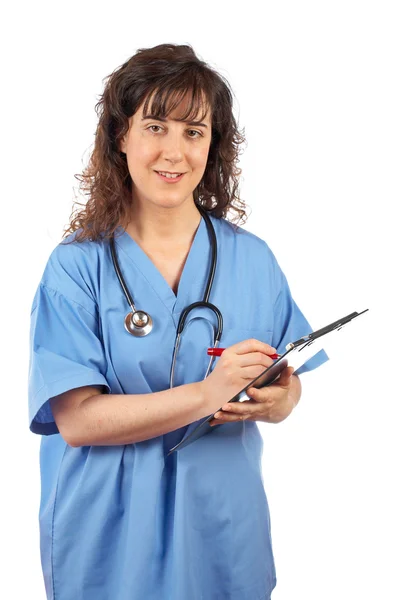 Ženský lékař psaní — Stock fotografie