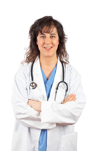 Жінка-лікар в лабораторному пальто — стокове фото