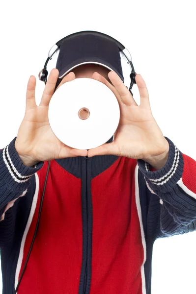 DJ holding a disc — Stock Photo, Image