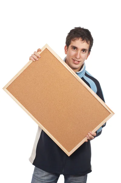 Έφηβος, κρατώντας το corkboard — Φωτογραφία Αρχείου