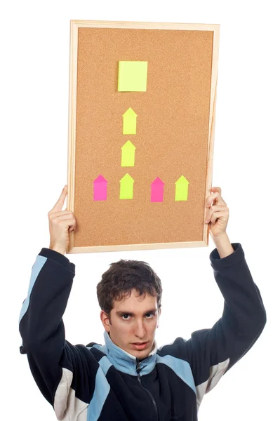 Holding the corkboard with notes — Stock Photo, Image