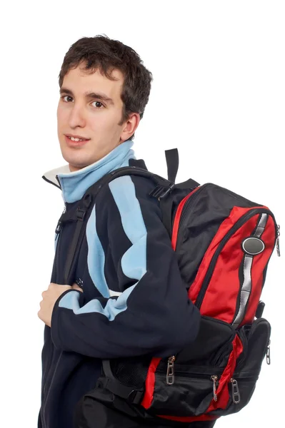 Ung student med ryggsäck — Stockfoto