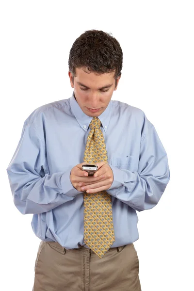Biznesmen wysyłanie sms — Zdjęcie stockowe