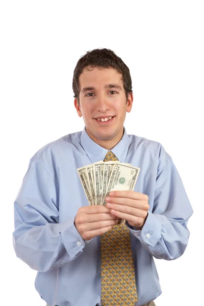 Holding a fan money — Stock Photo, Image