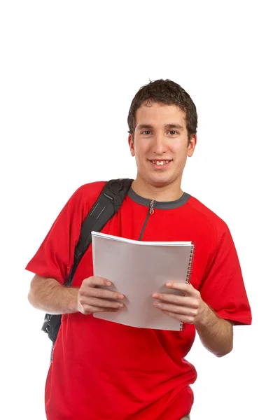 Студент держит блокнот — стоковое фото
