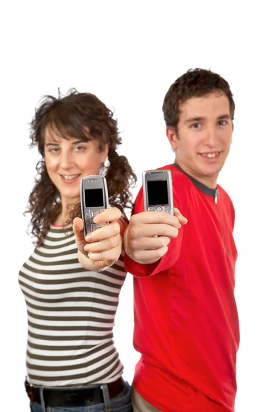 Показ экранов мобильных телефонов — стоковое фото