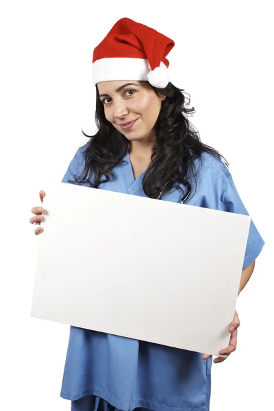 Female doctor holding the banner — Stock Photo, Image