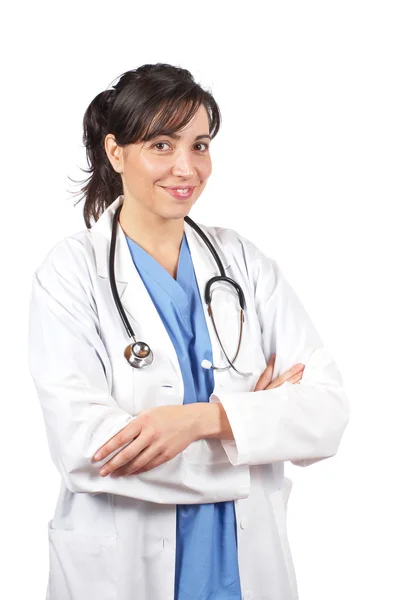 Vrouwelijke arts in laboratoriumjas — Stockfoto