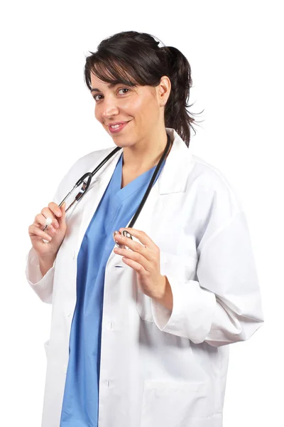 Жінка-лікар в лабораторному пальто — стокове фото