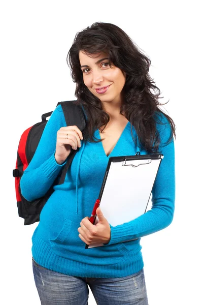 Kobieta młody student z plecaka — Zdjęcie stockowe