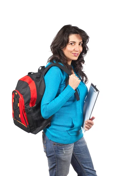 背包的学生女人 — 图库照片