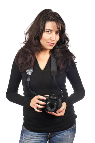 Vrouw-fotograaf — Stockfoto
