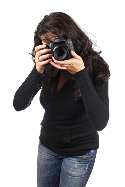 Kadın fotoğrafçı — Stok fotoğraf