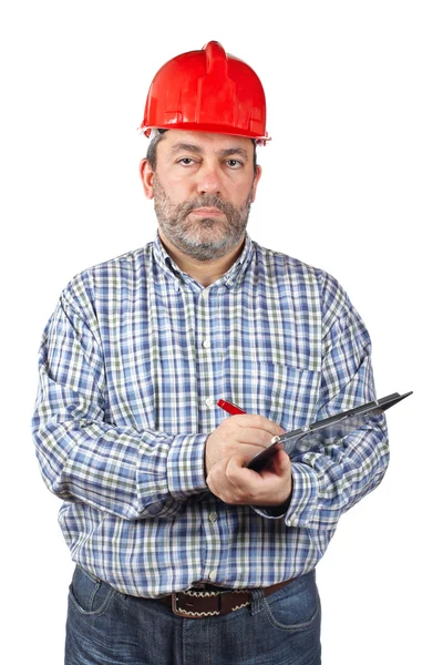 Trabalhador da construção escrita — Fotografia de Stock