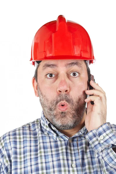 Surprised construction worker — Stock Photo, Image
