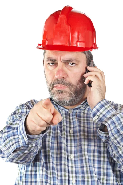怒りの建設労働者 — ストック写真