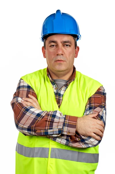 Trabalhador sério da construção — Fotografia de Stock